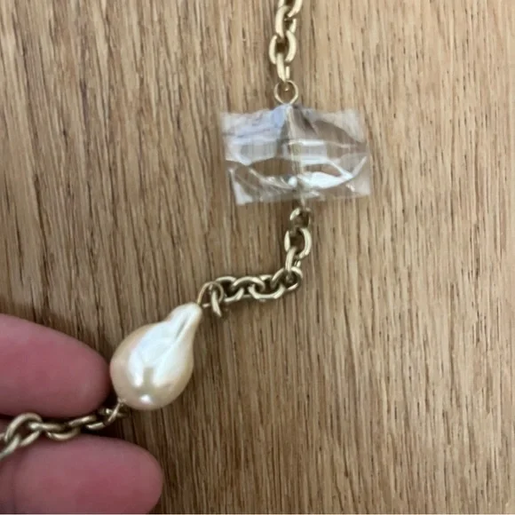 Elegant Costume Gold Chain Necklace w Pearls and Crystals Jewelry Chico’s Long - Picture 6 of 7